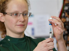 Vet preparing a vaccine