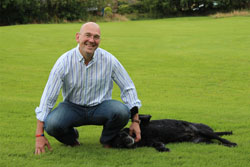 Robin Hargreaves with his pet dog