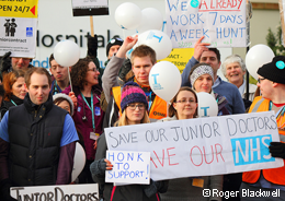 Junior doctors strike outside Norfolk and Norwich University Hospital