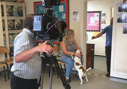 Filming Veterinary View in the waiting room at Stanley House