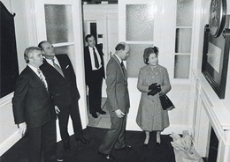 The Queen and Prince Philip looking at the BVA plaque