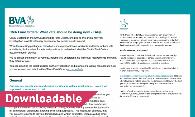 CMA Final Orders: What vets should be doing now - FAQs Image